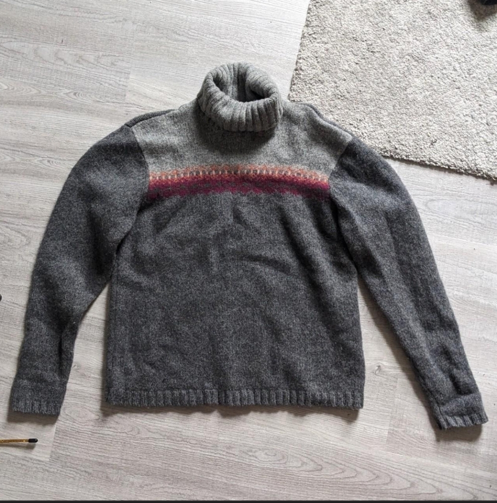 gray wool turtleneck sweater